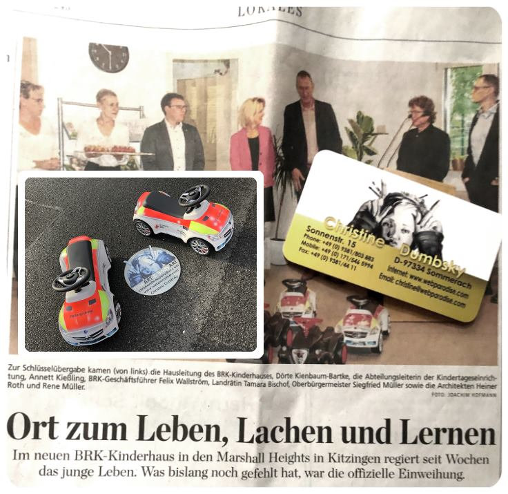 Bayerisches rotes Kreuz Auftragsarbeit Bobbycar gestaltet von Christine Dumbsky